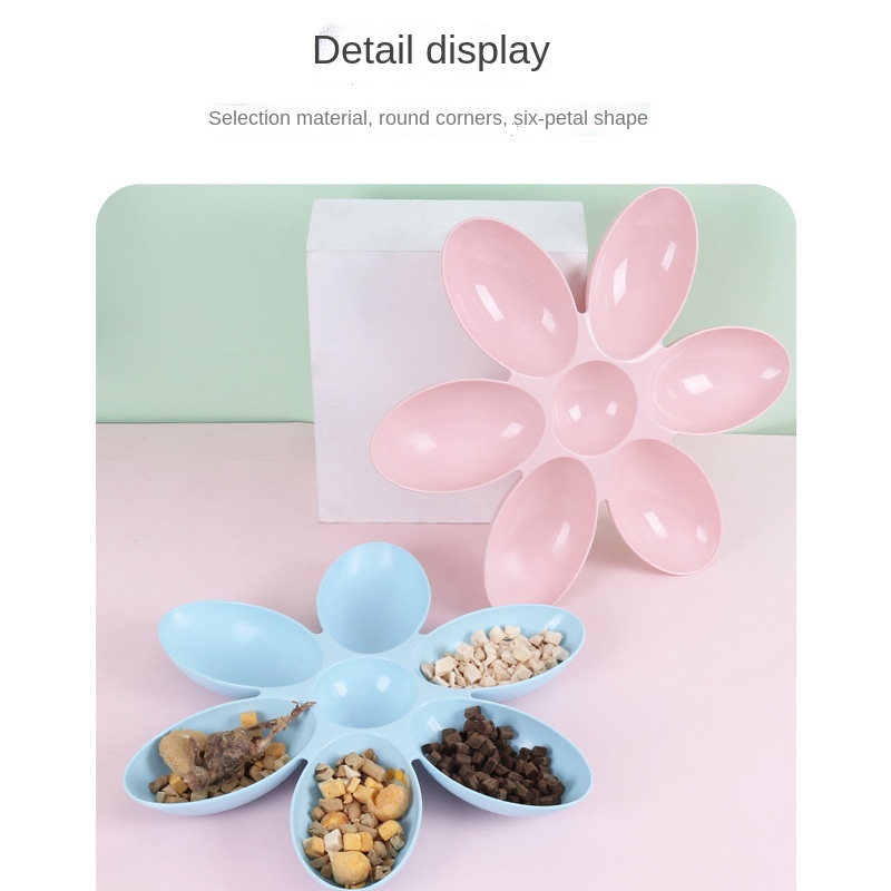 New creative food for cats and dogs, petals, multi-grid cat bowl, plastic pet bowl, feeding and water cat bowl · v2